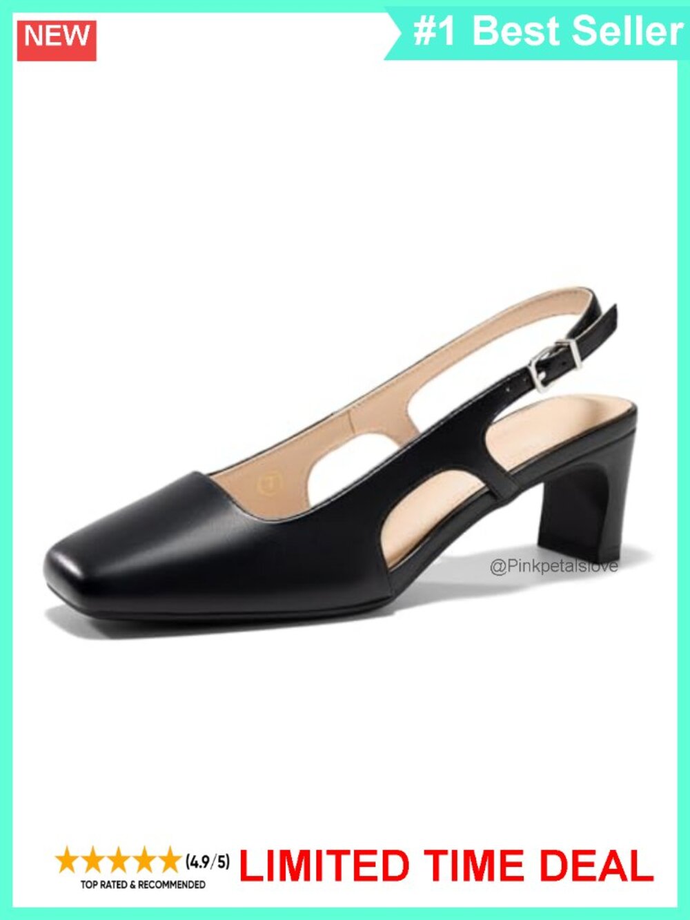 Slingback Chunky Low Heel Closed Square Toe Pumps Dress Shoes